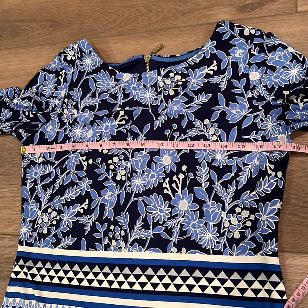 NWOT Eliza J Floral Jersey Shift Dress Blue/White Size 6 - Picture 8 of 16